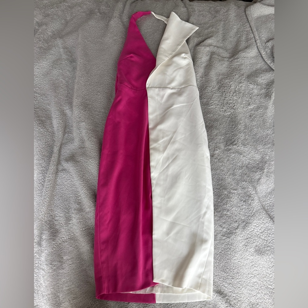 Lavish Alice Colorblock Halter Midi Dress – Pink & White